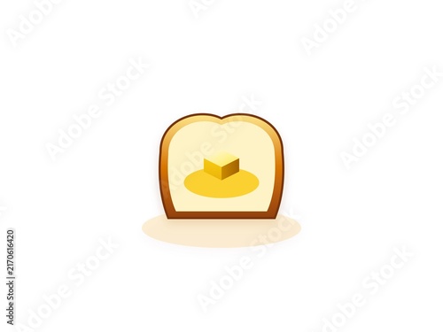 Foto A simple flat illustration of a slice of toasted bread with butter