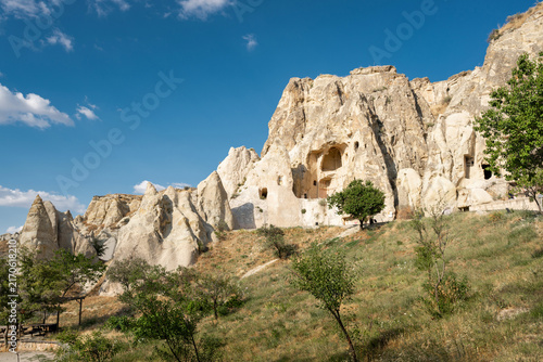 Konstfotografi Ancient rock cut cave dwellings at Goreme Open Air Museum in Cappadocia, Nevsehi