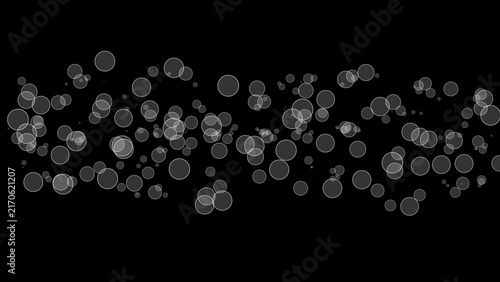 Abstract white translucent bokeh circles and bubbles overlay on black background digital illustration