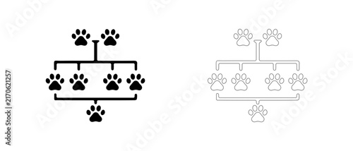 Foto Paw pedigree family tree vector icon filled and outline, animal genealogy and breed hierarchy symbol