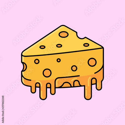 Cute Cartoon Melting Cheese Wedge Vector Illustration