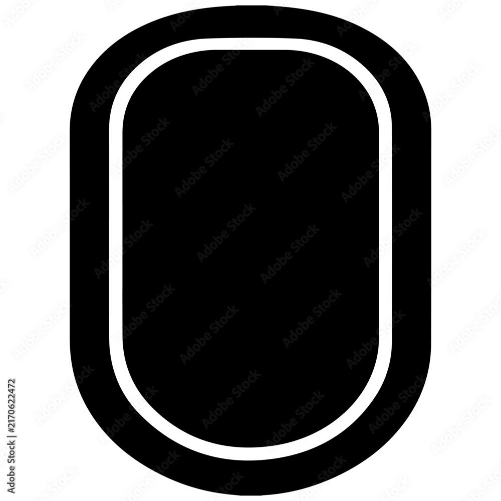 Obraz premium Rounded rectangular black shape with a thick white border isolated on a simple white background art.