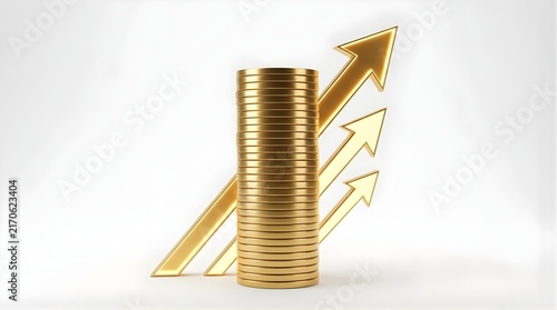 Financial Growth with Golden Stack and Rising Arrows