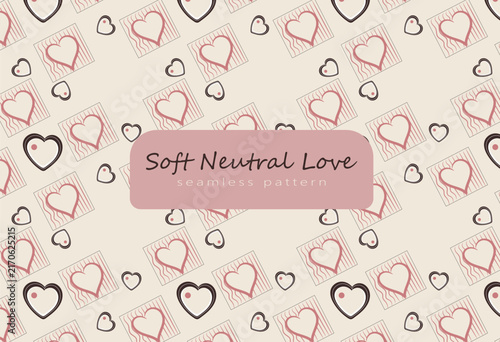  Elegant neutral background featuring hand drawn heart motifs and geometric frames ideal for romantic wedding stationery and modern home decor fabric prints.