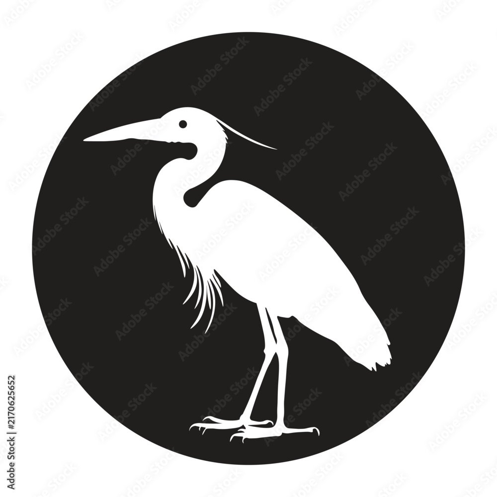 Naklejka premium Abstract Heron Bird Negative Space Contour Vector – Premium Brand Identity Symbol