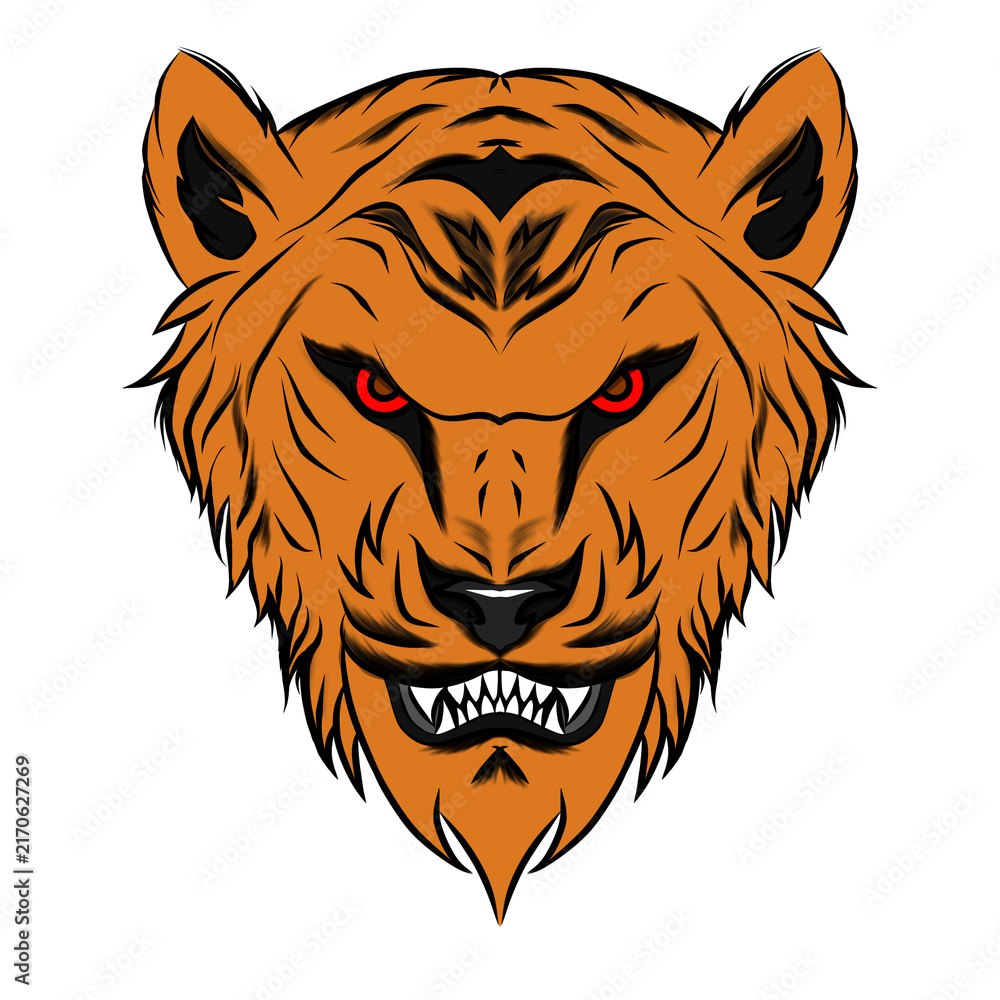 Obraz premium Predator Tiger Face for Gaming Mascot and T-shirt Design