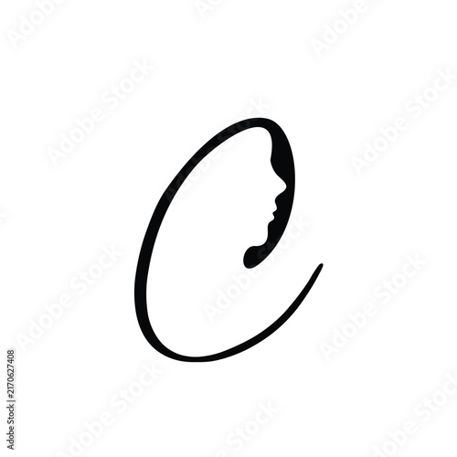 Letter C face letter hand logo icon vector