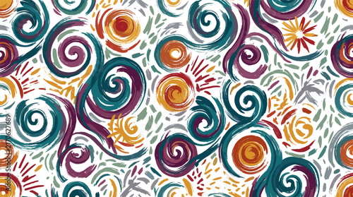 Photography Vibrant abstract pattern with colorful hand-painted swirls and expressive brushs