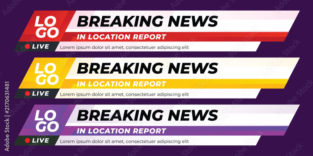 Obraz premium Modern Broadcast Lower Thirds Overlay Templates for Live Television Streaming and Digital Content