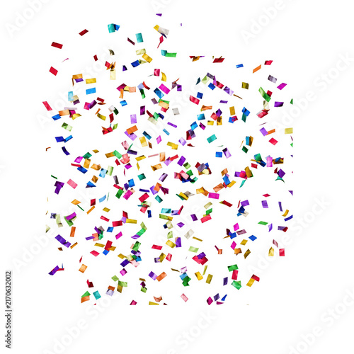Принти на полотні Brightly colored rectangular confetti pieces are falling and swirling against a