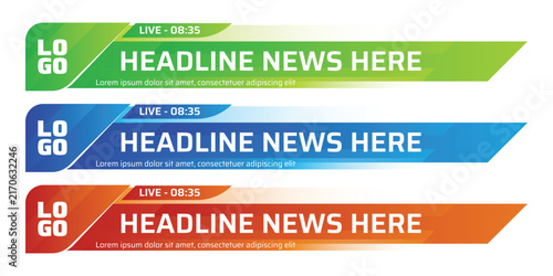 Professional news headline lower third templates for television and digital media