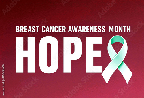 Breast cancer awareness month design with hope text and ribbon symbolizing support and solidarity