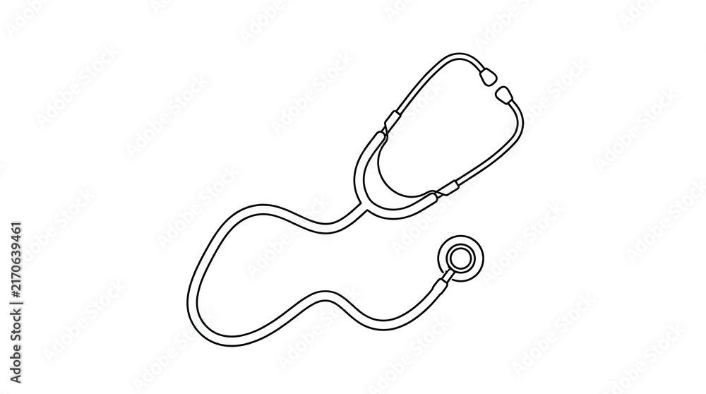 Obraz premium Minimalist line art stethoscope icon for medical branding.