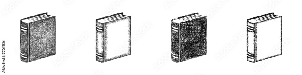 Fototapeta premium Sketch hardcover book icon design set