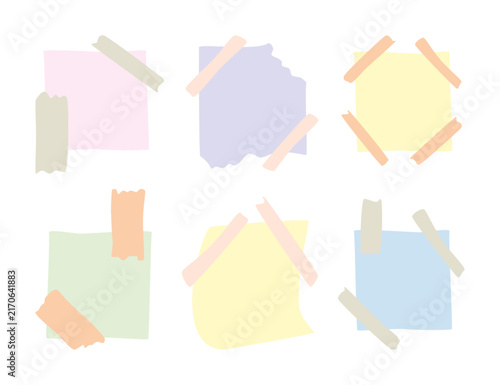 A board with pieces of paper taped to it. Hand drawn vector flat. Reminder pages. A blank sheet for notes. Writing. Color illustration.