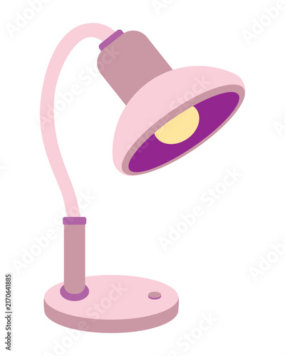 Student desk lamp. Hand drawn vector flat. Lighting. School and office equipment. Interior item. Color illustration.