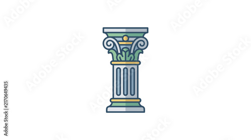 Classical Greek Corinthian column architectural icon.