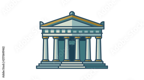 Classical Greek temple building with pillars