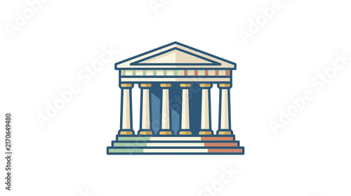 Classical Greek temple building icon with stone columns.