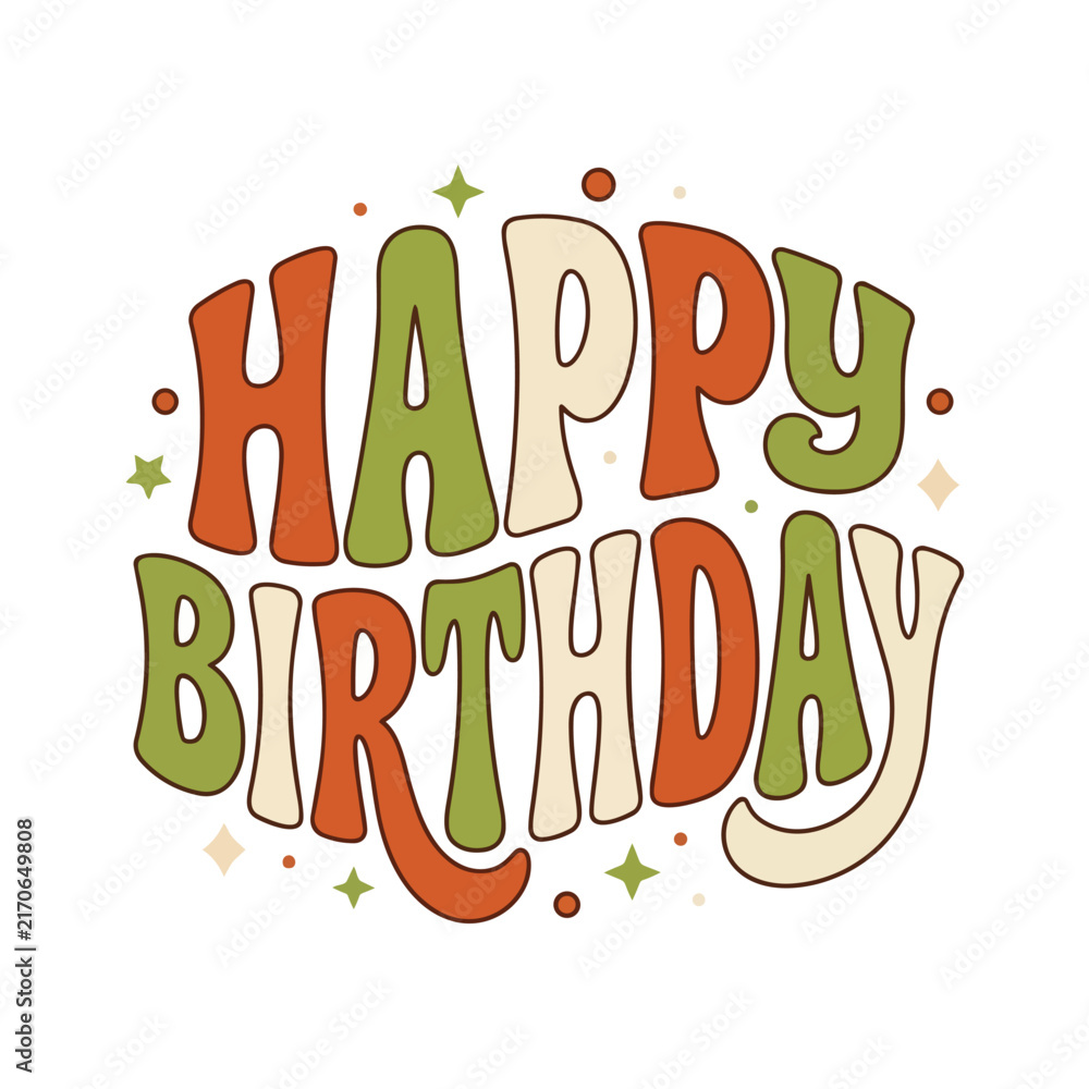 Naklejka premium colorful hand-drawn happy birthday lettering illustration