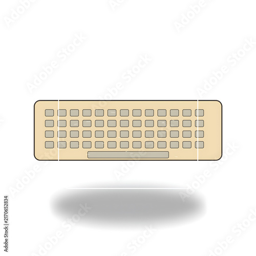 Minimalist beige computer keyboard illustration with shadow