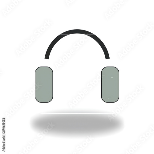 Minimalist gray headphone icon with shadow