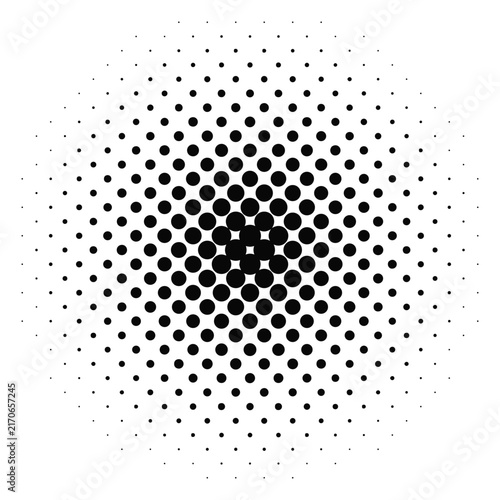abstract radial halftone dot burst black circular pattern monochrome printing texture background