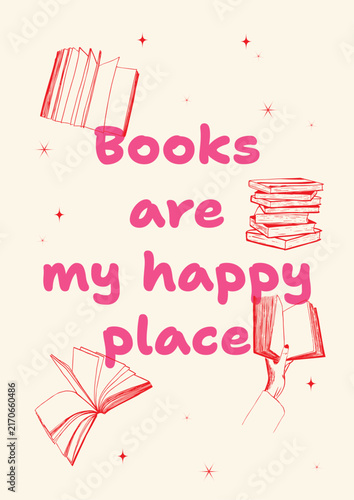 Photography Books are my happy place typography quote poster