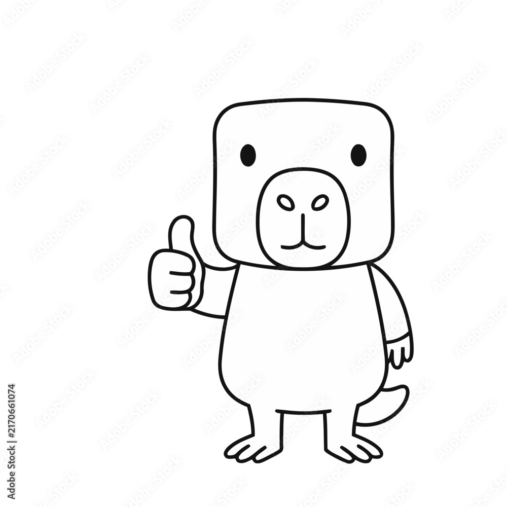 Fototapeta premium Cartoon platypus giving thumbs up
