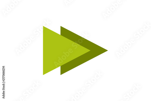 Olive Green Overlapping Triangle Arrow Shape Isolated on Transparent Background