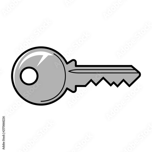 A simple illustration of a key with a round head and jagged teeth.