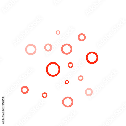 Minimalist Red Randomly Scattered Geometric Circles Ring Bubble Pattern Isolated on Transparent Background