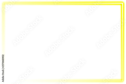 Yellow Neon Tapered Fading Rectangle Frame Glowing Border Line Isolated on Transparent Background