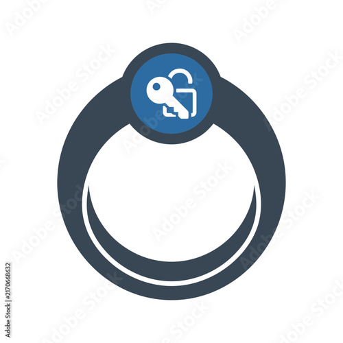 Ring-shaped keychain with a key icon at the top.