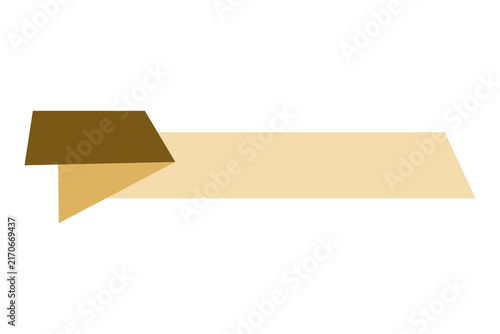 Tan Horizontal Ribbon Banner with Folded Brown Tail Isolated on Transparent Background