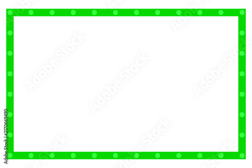 Green Neon Marquee Light Bulb Rectangular Frame Graphic Element Isolated on Transparent Background