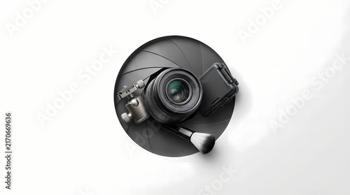 Camera and photography gear inside a mechanical shutter concept
