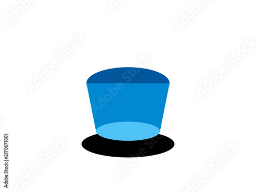 A minimalist blue bucket icon with a simple shadow on a white background