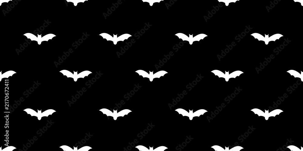 Fototapeta premium Pattern with Halloween Bats on black background. Vector flat illlustration. 