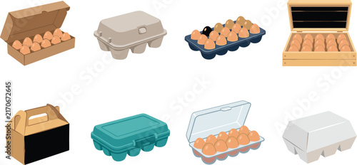 Collection of Egg Carton Packaging Designs and Storage Containers Vector Set