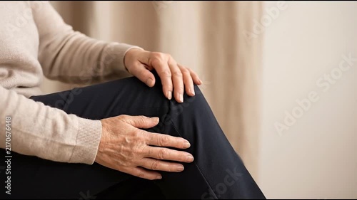 Osteoarthritis Knee Pain in Older Adult with Joint Inflammation, Leg Discomfort, and Limited Mobility During Quiet Home Relief Moment