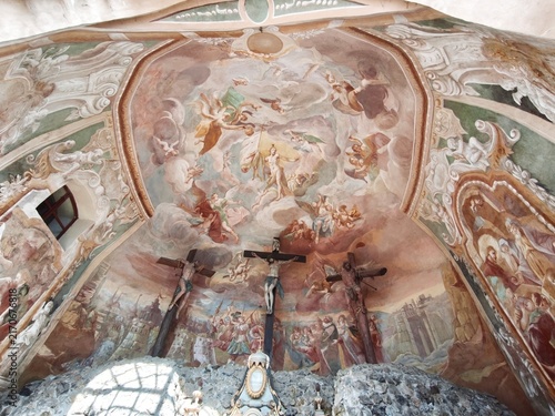 Banská Štiavnica, Selmecbánya, Schemnitz, Slovakia: Baroque Calvary complex of Banska Stiavnica, UNESCO listed pilgrimage world heritage site in Slovakia