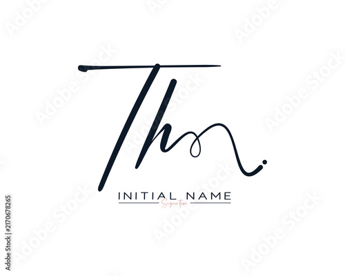 Canvas Print T H TH initial letter handwriting signature logo design