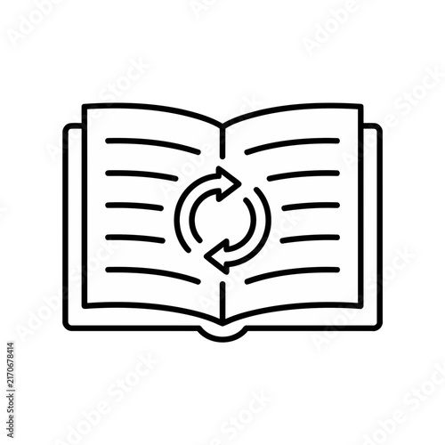 Open book with refresh arrows icon