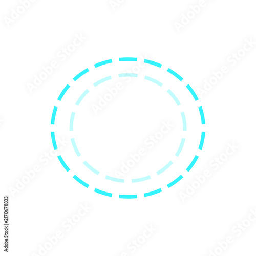Cyan and Dark Teal Double Concentric Dashed Circle Graphic Element Isolated on Transparent Background