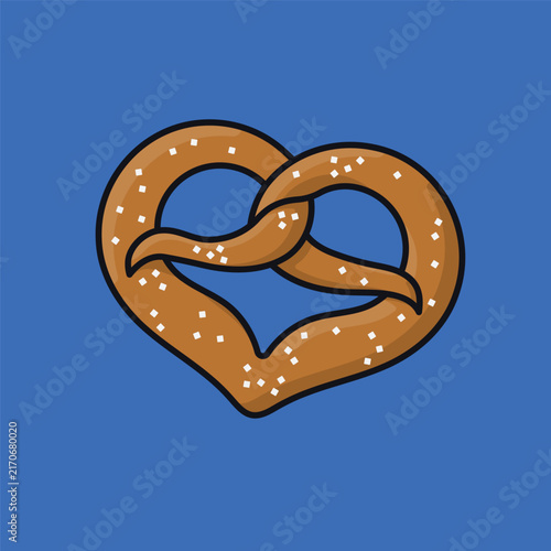 Heart-shaped pretzel vector illustration for National Pretzel Day on April 26