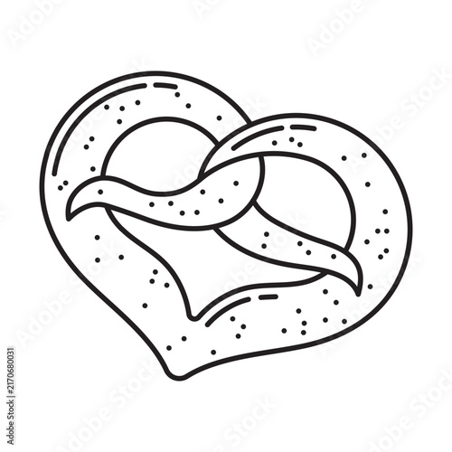 Heart-shaped pretzel vector icon for National Pretzel Day on April 26