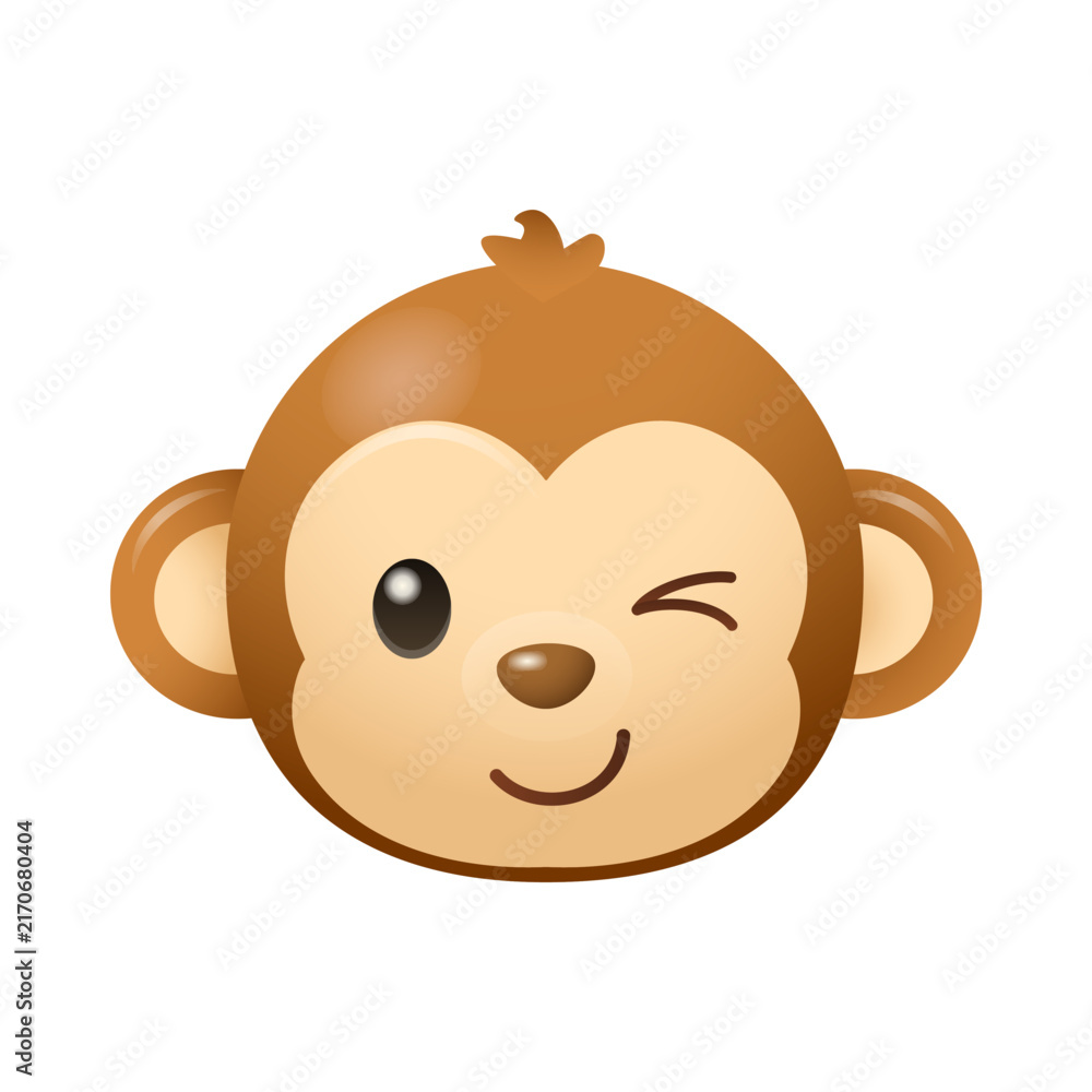 Obraz premium Monkey Winking Emoji Cartoon Icon