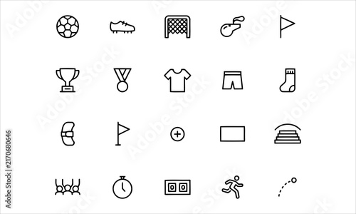 Canvastavla Set outline icons related to football, soccer
