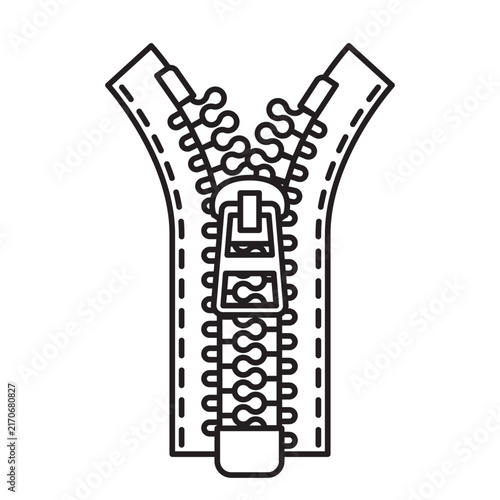 Halfway opened zipper vector line icon for National Zipper Day on April 29